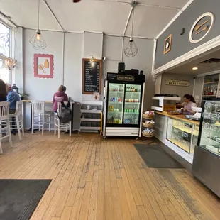 the interior of a bakery