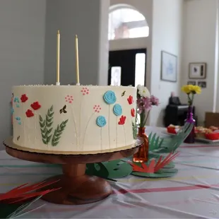 a decorated cake on a table