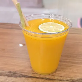 a glass of orange juice