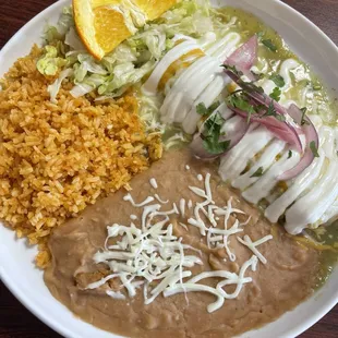 Chicken green sauce enchilada combo