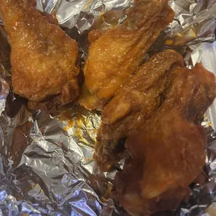 "Buffalo" wings. Cold and flavorless.