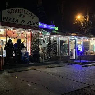 Outside Borrillo&apos;s at night