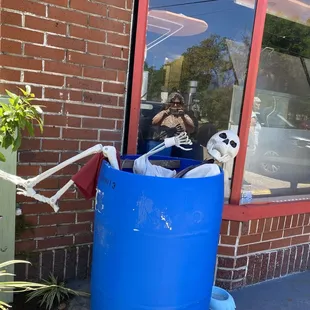 Outside the restaurant