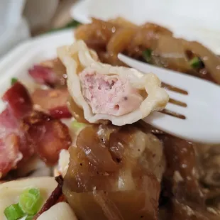 a plate of food with a fork
