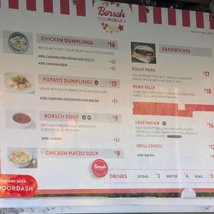 The menu