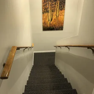Stairs up to the waiting room. Quite nice