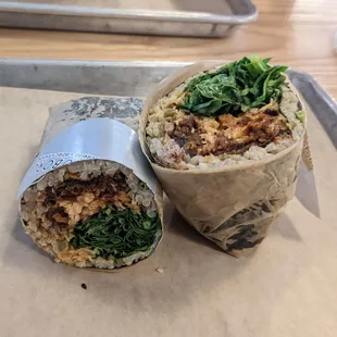 Fried salmon skin in a sushi burrito form.