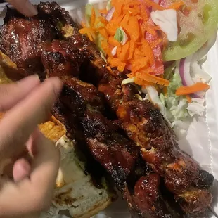 partner couldn't keep his hands off the food lol