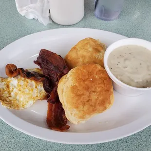 No 2 one egg, bacon, biscuits and gravy