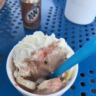 Delicious upside down banana split!