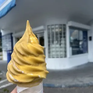 Twisted soft serve with butterscotch dip