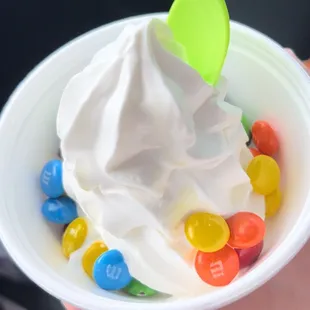 Vanilla soft serve w/ M&amp;Ms