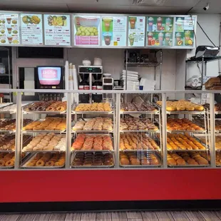 donuts in a display case