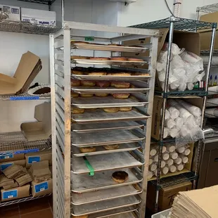 a rack of doughnuts