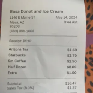 The extra $1.00 for what
