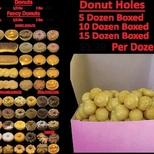 Bosa Donuts Menu from their Website.