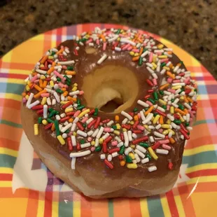Classic iced and sprinkled donut