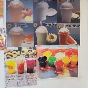 a menu for smoothies