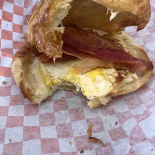 Bacon, Egg, and Cheese Sandwich on croissant