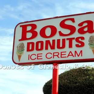 a sign for bosa donuts ice cream