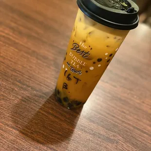 a coffee cup on a table