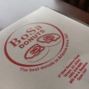 a box of donuts on a table
