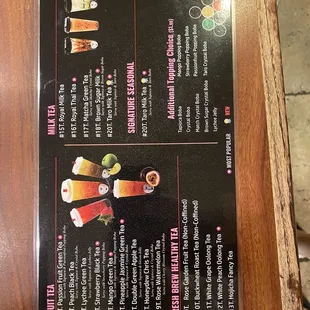 New boba menu