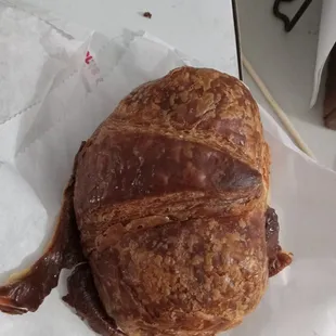 Exhibit A: burnt croissant, NOT golden in color as the other BOSA Donuts location provides also seems half the size.