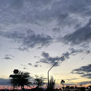 a parking lot at dusk