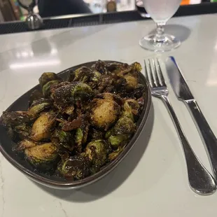 Fried Brussels Sprouts which were really good, sweet and sticky!