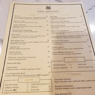 menu