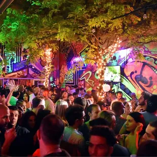 a crowd of people at a party