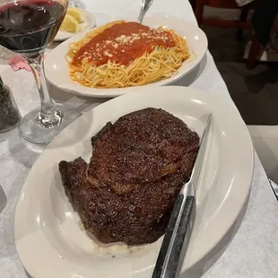 Ribeye special with side of pasta