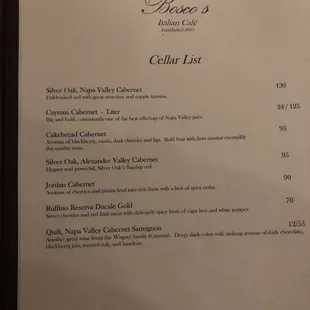 menu