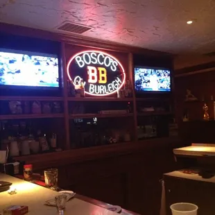 the bar and televisions