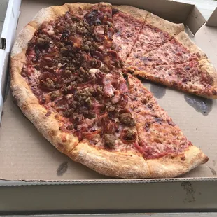 a half eaten pizza