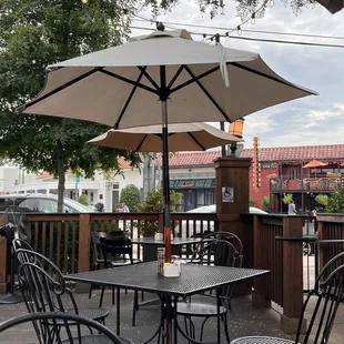 tables and umbrellas