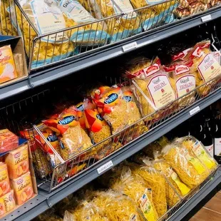 a variety of pastas and cheeses