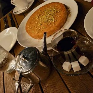 Künefe with Turkish tea