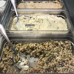 Some of the side dishes: tabouli, baba ganoush and hummus