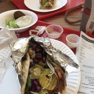 Wraps and some falafel! Yum!