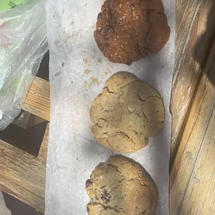 Chocolate chip, peanut butter, red chile chocolate chip