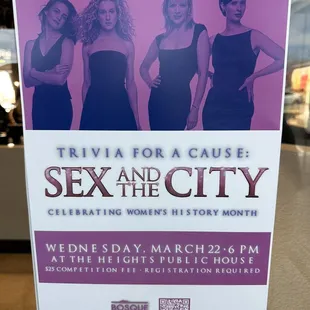 Sex and the City trivia night.