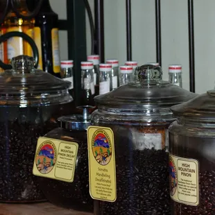 a variety of coffee beans