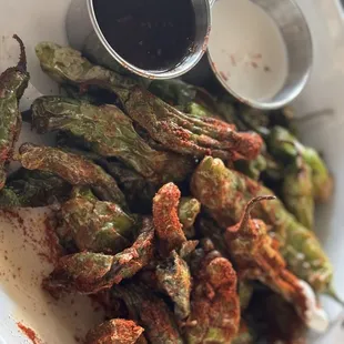 Blistered shishito peppers