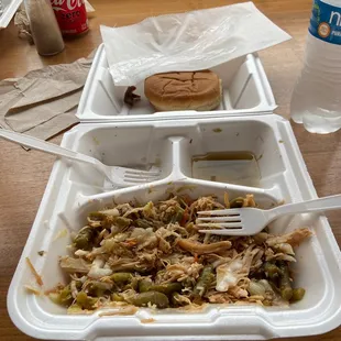 Cajun Turkey Platter (I mixed my green beans and slaw in)