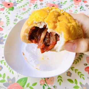 Exhibit A: pineapple bun fully stuffed from wall to wall with bbq pork that is well-worth the price! Be a boss!