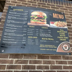 menu on brick wall