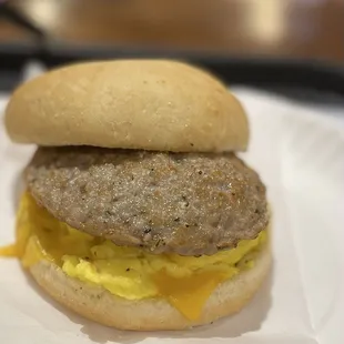 Sausage, egg, cheese sandwich