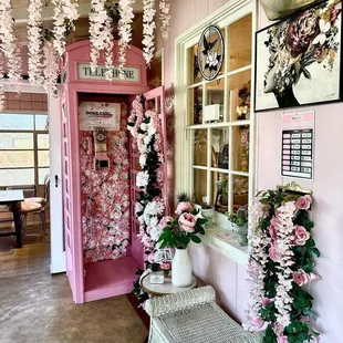 a pink phone booth